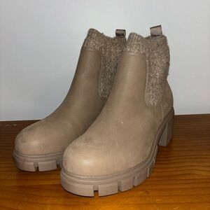 Taupe Chunky Heel Ankle Boots